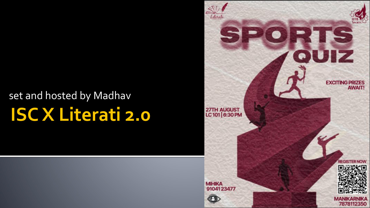 First slide of ISC X Literati Sports Quiz 2026