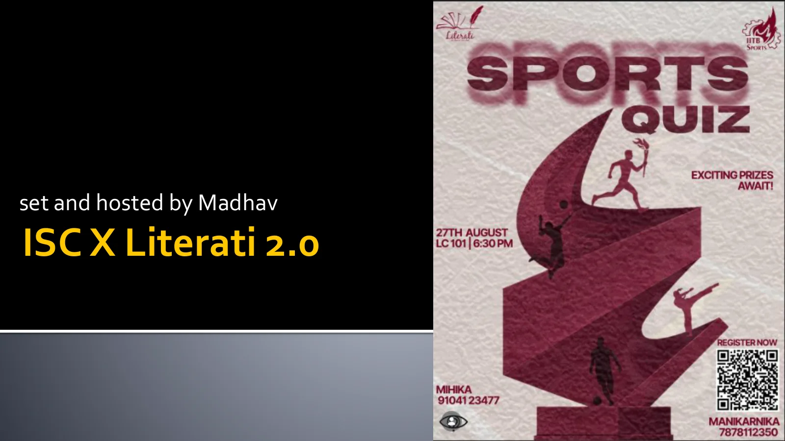 Slide 1 of ISC X Literati Sports Quiz 2026